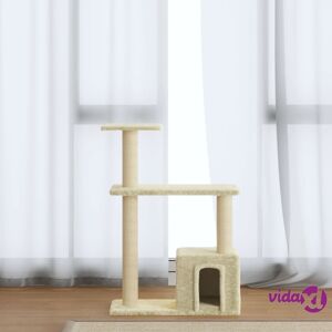 vidaXL Cat Tree with Sisal Scratching Posts Cream 70 cm