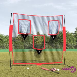 vidaXL Portable Baseball Net Black and Red 183x105x183 cm Polyester