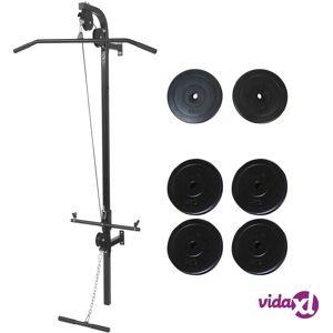 vidaXL Wall-mounted Power Tower with Weight Plates 40 kg