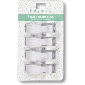 baby-berry Baby 4 Pack Pram Clips WHITE size One Size