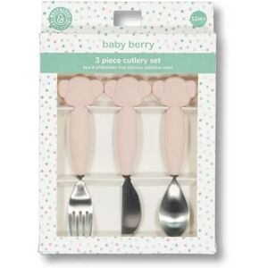 baby-berry Baby Silicone 3Pce Cutlery Set MAUVE CHALK (SOLID) size One Size