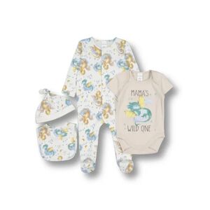 baby-baby-baby-gift-hampers Baby Cotton 4 Piece Starter Pack CLOUD DANCER/ MOONBEAM (DRAGON) size 0-3 mth