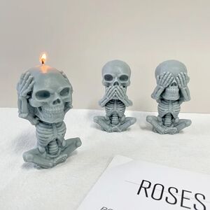 3D Skull Candle Mold Column Halloween Silicone Resin for Candles Homemade Wax Polymer Clay Craft Soap Epoxy Mould Molds Decor