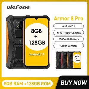 Ulefone Armor 8 Pro 8GB+128GB Android 11 Waterproof Mobile Phone Rugged Smartphone 5580mAh Helio P60 Octa Core NFC OTG Cellphone