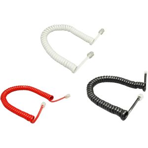 Four-core Telephone Handset Cable Cord 6Ft Modular Coiled Telephone Handset Cord Black/Red White Curly 1.85m/pc