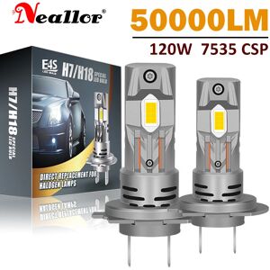 Turbo H7 LED Car Headlight Bulbs 50000LM 120W Mini Auto Lamps 7535 CSP Wireless Plug and Play 6000K White 12V 24V With Fan Diode