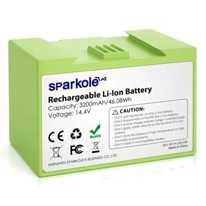 Sparkole 14.4V 3200mAh i7 Replacement Battery Compatible with iRobot Roomba e and i Series i7+ E5 E6 5150 6198 i3+ 3150 i4 4552