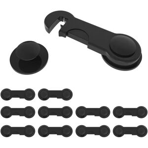 10Pcs Baby Safety Plastic Lock Catch Children Protection Refrigerator Latch Lock Clasp for Cabinet, Black