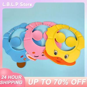 Cartoon Babys Ear Protection Shampoo Cap Adjustable Baby Shower Cap Cute Childrens Shampoo Cap Yellow Duckling