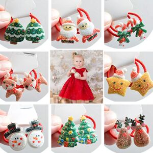 2pcs New Cute Cartoon Christmas Elk Elastic Hair Bands Rubber Hair Rope Tie Girls Hair Scrunchie Ponytail Holder Gum Accessories