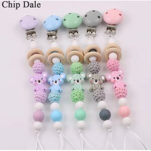 Chip Dale Baby Pacifier Clip Chain Koala Silicone Beads Wooden Holder Soother Pacifier Clips Nipple Holder for Infant Nipple