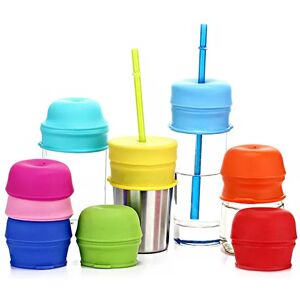 Foldable Silica Gel Pipette Cup Cover Applicable to Baby Durable Soft Pack 4 PCS silicone straw cup lid