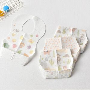 10PCS/Pack Disposable Bib Waterproof Cartoon Print Baby Feeding Bib Portable Saliva Towel Infant Apron Smock Rice Feeding Bib