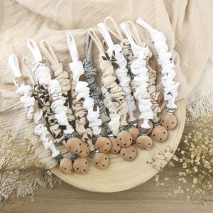 New Cotton Print Baby Pacifier Clip Chain Teething Toys BPA Free Beech Wood Nipple Holder Dummy Clips Baby Soother Accessories