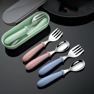 Baby Feeding Tableware Set Children Utensil Stainless Steel Toddler Dinnerware Cutlery Cartoon Infant Food Feeding Spoon Fork