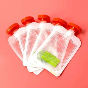 10Pcs Baby Fruit Puree Bags Reusable Squeeze Pouches Baby Food Storage Bag Kitchen Dispenser Complementary Food Squeeze Bags