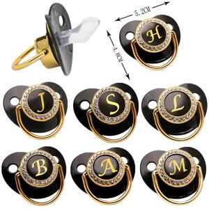 Baby Pacifier Name 26 Initial Letter Black Bling Pacifier BPA Free Silicone Infant Newborn Nipple Newborn Dummy Soother Chupete
