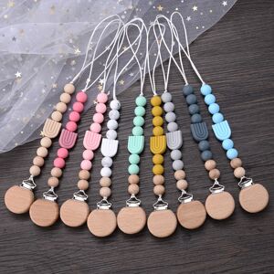 New Baby Pacifier Clips Round Beech Clips Silicone Rainbow Beads for Dummy Nipple Holder Soother Chain Teether Toy