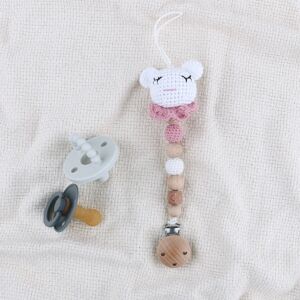 Y55B Animal Crochet Pacifier Chain Nipples Holder for Newborn Dummy Chains Soother Chew Teething Toy Cartoon Feeding Gift