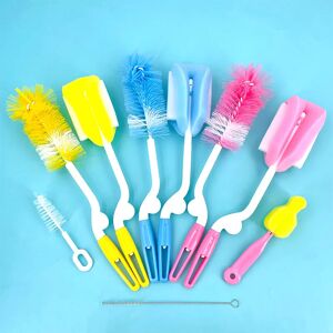 Baby Bottle Brush 360 Degree Rotation Baby Pacifier Cup Nipple Cleaning Brushes Set Handheld Soft Head Food Grade Watering