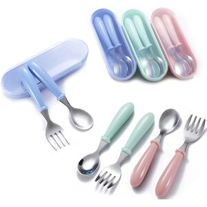 Baby Feeding Tableware Set Children Utensil Stainless Steel Toddler Dinnerware Cutlery Cartoon Infant Food Feeding Spoon Fork