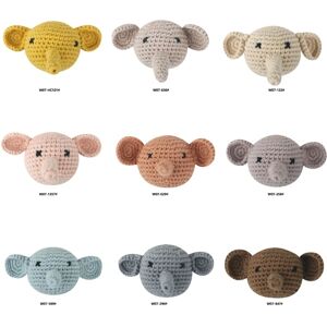 Soft-Cotton Baby Pacifier Chain DIY Mini Knitted Elephant Heads 1.8x1.8-inch