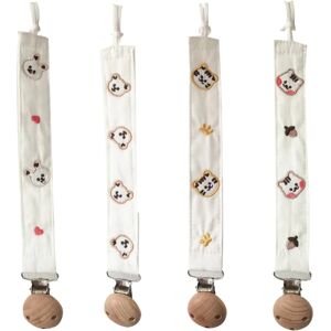 Cute Bear Pattern Pacifier Clips for Baby Embroidery Webbing Pacifier Holder