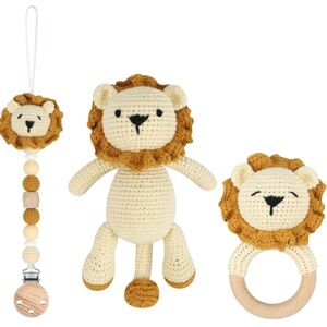 Babies Pacifier Clip Include Baby Teether Rings Theething Lion-Doll Toy for Kid