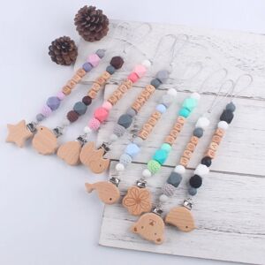 Baby Pacifier Clips Silicone Crochet Beads Wooden Clip Pacifier Chain Infant Nipple Appease Soother Chain Clips Dummy Holder