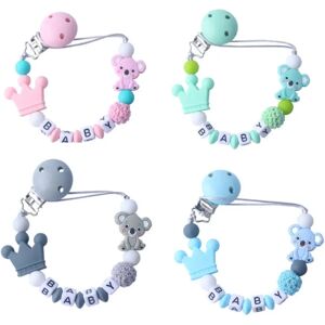 Koala Pacifier Chain Holder for Baby Kids Pacifier Clips Teething Chew Toy Dummy Clips Silicone Pacifier Clips Infant Teether