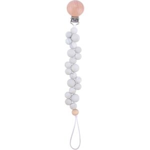 Baby Pacifier Chain Clip Nursing Soother Holder Silicone Beads Teether Beech Wooden Clip DIY Nipple Holder Leash Strap