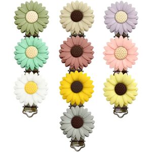 Daisy Silicone Pacifier Clip Leaf-Shape DIY Baby Pacifier Clips Food Grade Baby Teether Soother Nipple Chain Chew Toy Dummy Clip