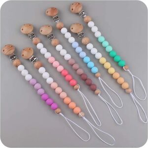 Anti-drop Pacifier Clip Silicone Bead Baby Teether Clip Toddler Nipple Clip Accs Dropshipping