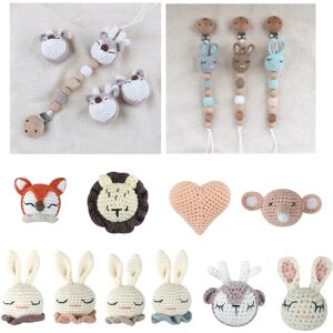 Handmade Crochet Bear Animal elephant Head Knitting Beads DIY Baby Pacifier Chain Chewable Accessories Newborn Teether Toy