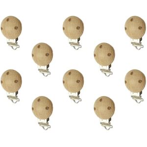 10 Pcs Round Badge Clip Wood Pacifier Clips Baby Pacifiers Holes Badges Clothes