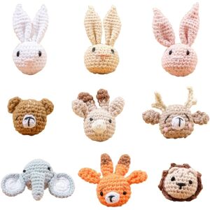 Handmade Crochet Rabbit Elephant Lion Animal Head Knitting Beads DIY Baby Pacifier Chain Chewable Accessories Infant Teether toy