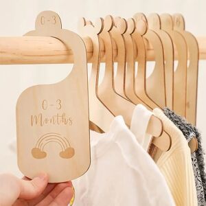 7 pcs/set Baby Closet Size Dividers Wooden Baby Closet Organizers from Newborn Infant to 24 Months for Home Nursery Baby