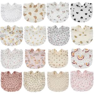 Baby Teething Bib Newborn Feeding Bib Cloth Towel Bandana Burp Cloth Ruffles Bib Machine Washable Infant Boy Girl Unisex