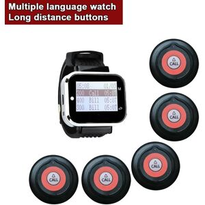 Restaurant Pager Wireless Waiter Calling System Watch Receiver Black Button Transmitter For Hookah Cafe Office