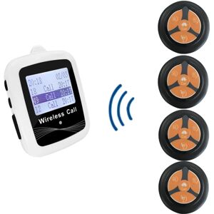 Fast Food Restaurant Pager System 1 Watch Receiver White Or Black+4 Four Keys Call Buttons Transmitter