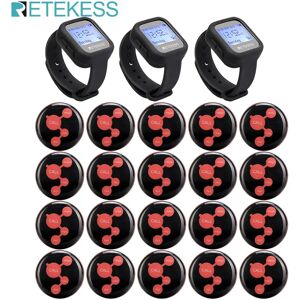 Retekess Wireless Calling System 3Pcs TD106 Waterproof Watch Receiver + 20Pcs Call Buttons Pager Customer Service For Restaurant