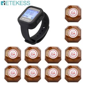 Retekess Wireless Calling System TD106 Waterproof Watch Receiver+10Pcs T133 Call Buttons Pager For Restaurant Cafe Bar Office