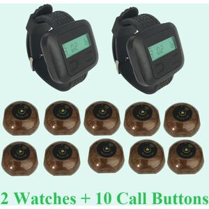 Restaurant Service Button 2 Watch Receiver pager+ 10 Call Button Transmitter For Clinic Cafe Shop