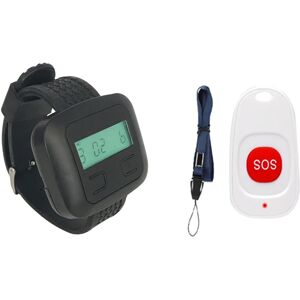 Wireless Nurse Paging System 1 Wrist Watch Receiver +1 SOS Emergency Call Buttons White For Hospital Clinic