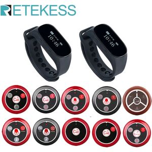 RETEKESS Wireless Waiter Calling System Restaurant Pager 2 TD112 Waterproof Watch Receiver+10 T117 Call Button for Coffee Clinic