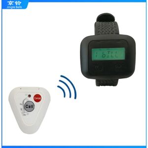 Wireless Pager System Restaurant 1 Wrist Watch Receiver +1 White Triangle Call Buttons For Church Coffee Shop