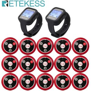 Retekess Hookah Restaurant Pager Wireless Waiter Calling System 2 TD106 Waterproof Watch+15pcs T117 Call Buttons Cafe Bar Hotel