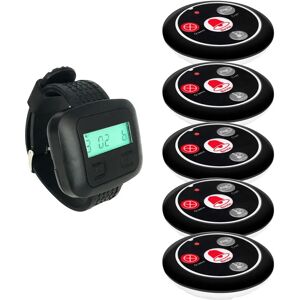 Restaurant Office Pager Wireless Calling System Long standby Watch Receiver + 5pcs Call Button For Cafe Clinic Dentist