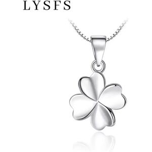 LYSFS Authentic Silver Four Leaf Clover Charm Necklace Ladies Silver Lucky Clover Jewelry