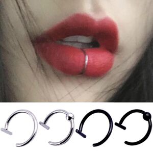 Women Lip Ring Piercing Fake Stainless Steel Nose Rings Septum Piercing Clip On Mouth Non Piercing Punk Cuff Hoop Earring